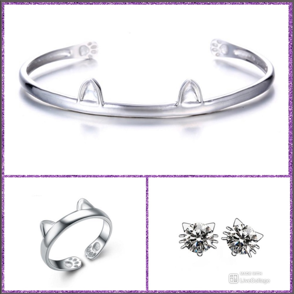 😻SALE😻Kitty Bracelet, Ring and Earrings